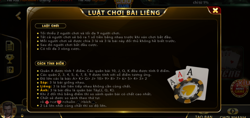 luật chơi liêng 