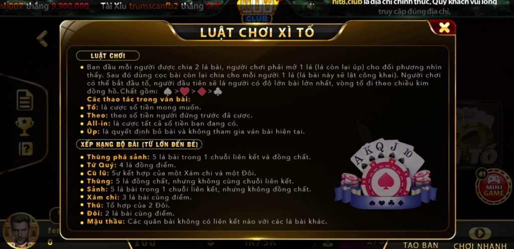 luật chơi xì tố 